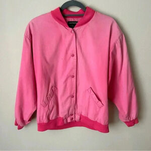 Vintage James River Traders Hot Barbie Pink Bomber Varsity Jacket Size Medium